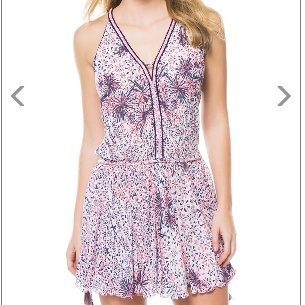 Poupette St Barth Nola Picot Mini Tank Dress Pom Pom Detail